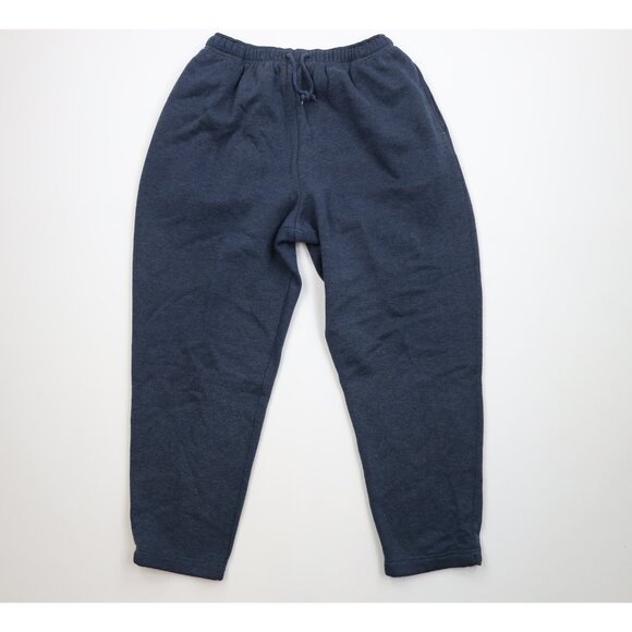 Vtg 90s Streetwear Mens Large Blank Triblend Tapered Leg Sweatpants Pants Blue
